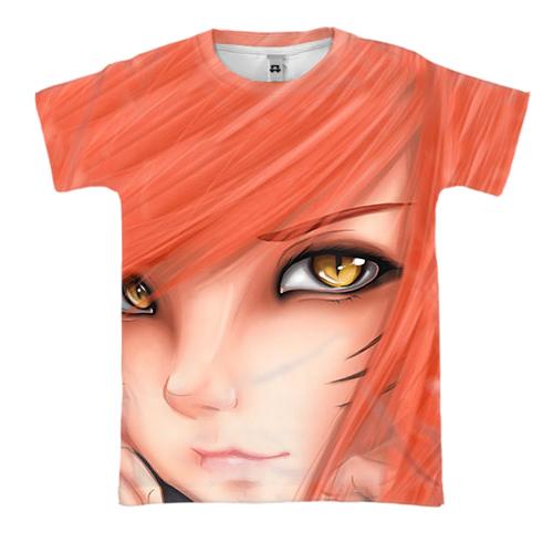 3D футболка з аніме дівчиною з помаранчевими волоссям