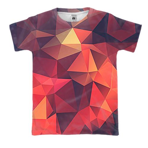 3D футболка с красными полигонами