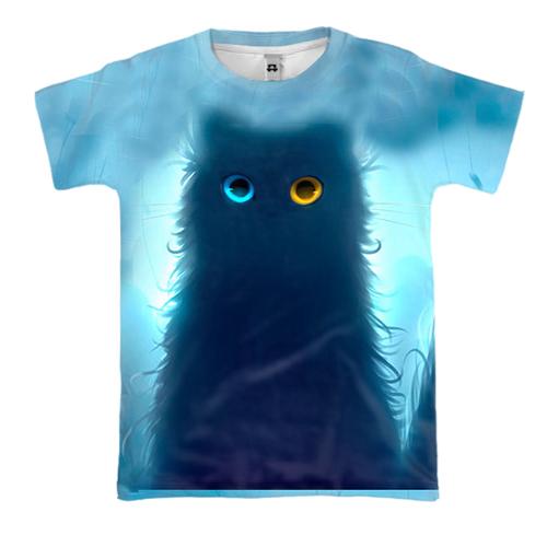 3D футболка з котом з різними очима