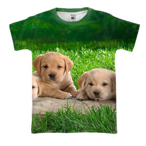 3D футболка со щенками лабрадора