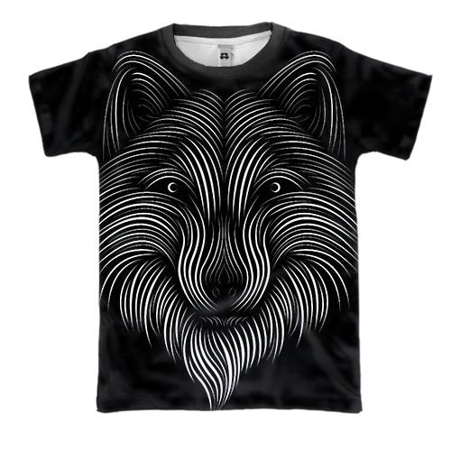 3D футболка с контурным волком