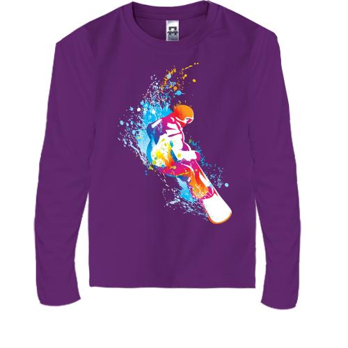 Детская футболка с длинным рукавом с ярким сноубордистом