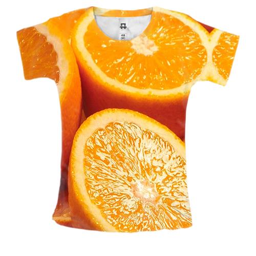 Женская 3D футболка с апельсинами