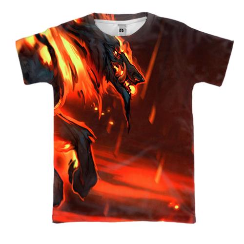 3D футболка с огненным волком