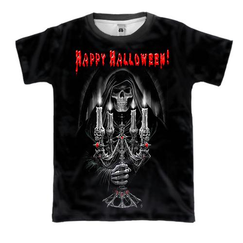3D футболка Happy Halloween (с черепом)