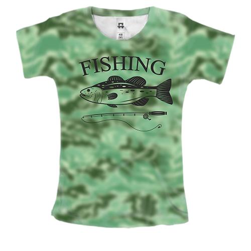 Женская 3D футболка Рыбалка