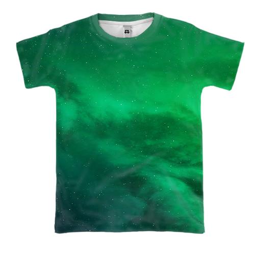 3D футболка с зеленым космосом