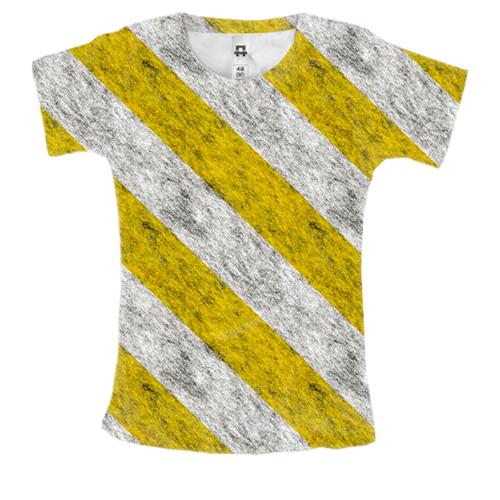Жіноча 3D футболка з жовто-білими смугами