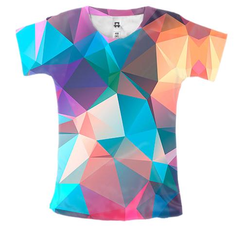 Жіноча 3D футболка з різнокольоровими полгонами