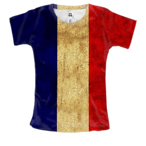 Женская 3D футболка с флагом Франции