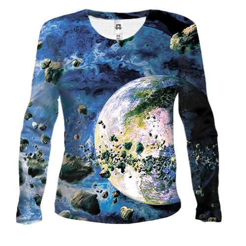 Женская 3D футболка с длинными рукавами с поясом астероидов