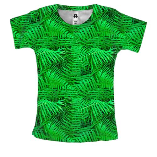 Женская 3D футболка с  листьями папоротника