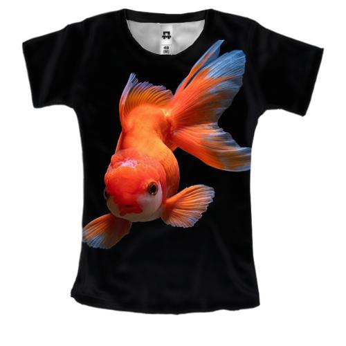 Женская 3D футболка с золотой рыбкой