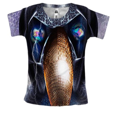 Женская 3D футболка с футуристичным вороном