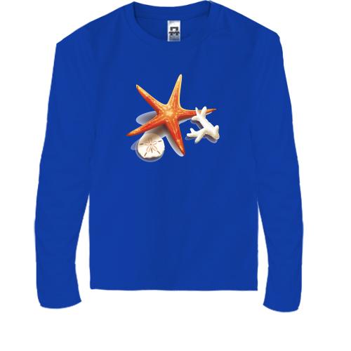 Детская футболка с длинным рукавом c морской звездой и кораллом