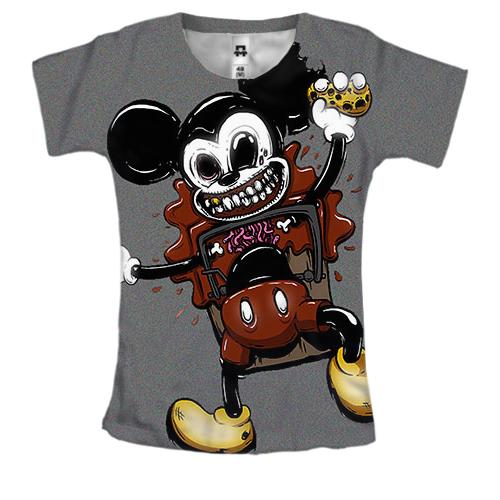 Женская 3D футболка со злым Микки Маусом в мышеловке