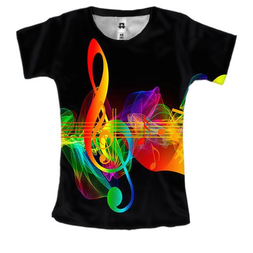 Женская 3D футболка музыкальная радуга