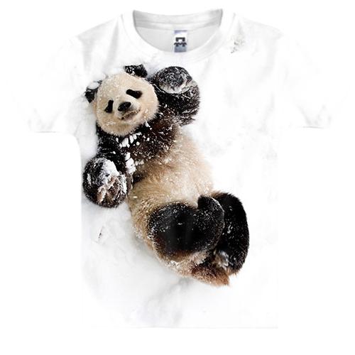 Детская 3D футболка с пандой в снегу