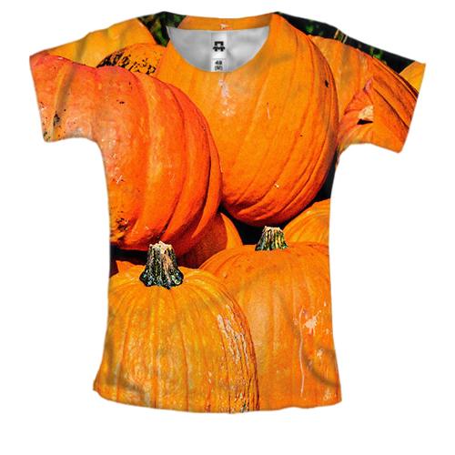 Женская 3D футболка с тыквами и арбузом