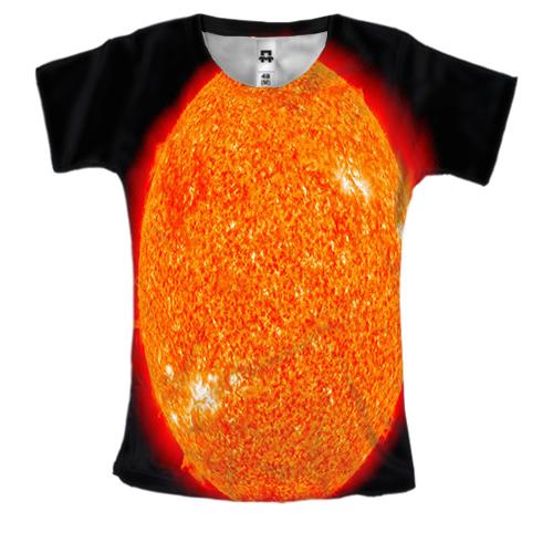 Женская 3D футболка с солнцем в космосе