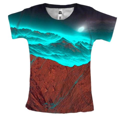 Женская 3D футболка с горным пейзажем