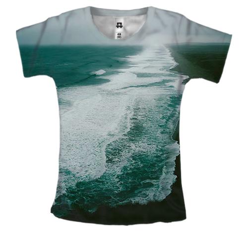 Женская 3D футболка с побережьем