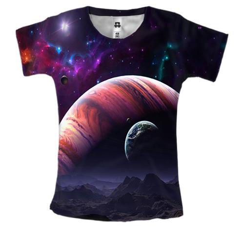 Женская 3D футболка с космическим пейзажем