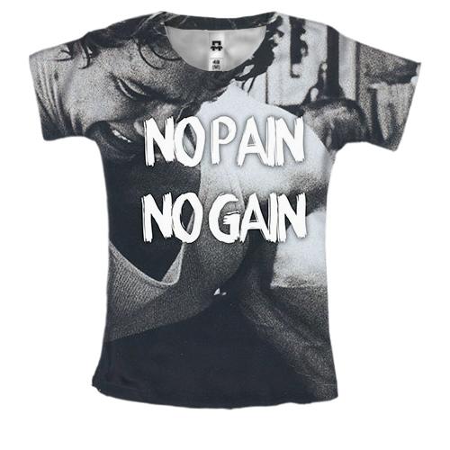 Женская 3D футболка No pain No gain