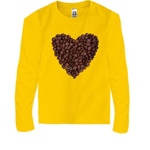 Детская футболка с длинным рукавом с сердцем из кофейных зёрен