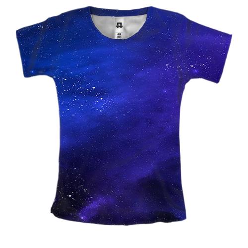 Женская 3D футболка с синим космосом