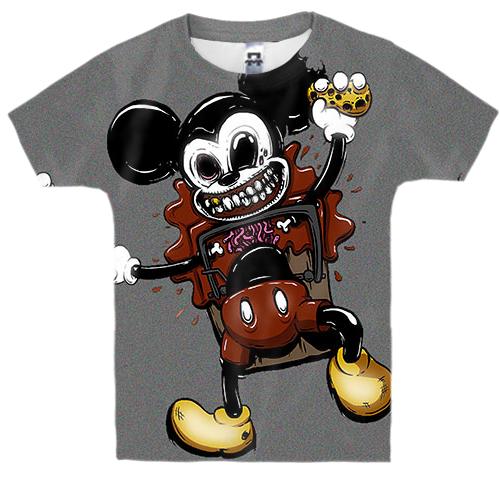 Детская 3D футболка со злым Микки Маусом в мышеловке
