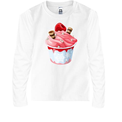 Детская футболка с длинным рукавом с мороженым и вишенкой