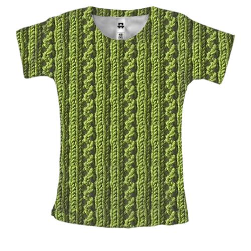 Жіноча 3D футболка із зеленою ниткою