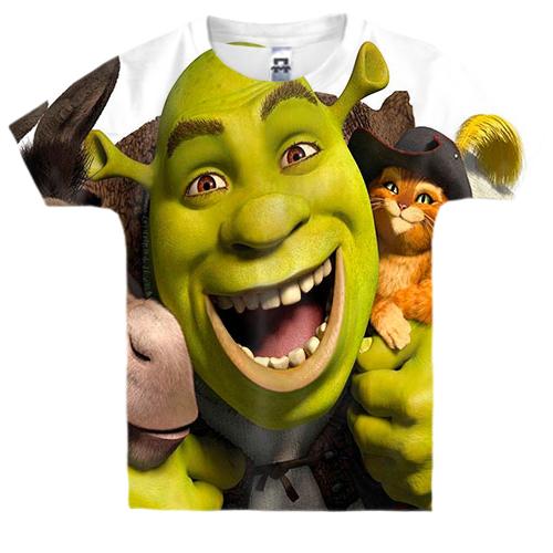 Детская 3D футболка со Шреком и его друзьями
