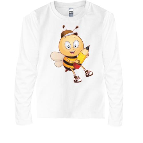 Детская футболка с длинным рукавом с пчелой и карандашом