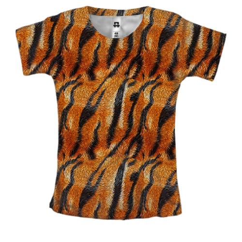 Женская 3D футболка с тигровой шкурой