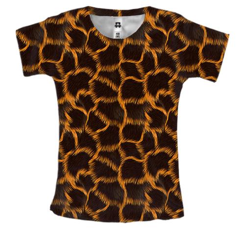 Женская 3D футболка с тёмной леопардовой шкурой