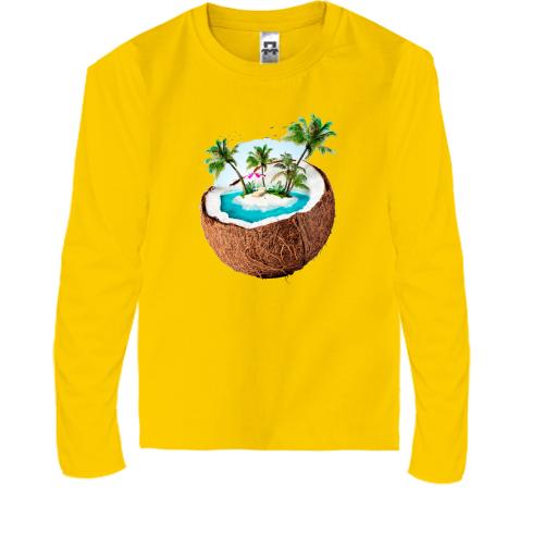Детская футболка с длинным рукавом c островом в кокосе