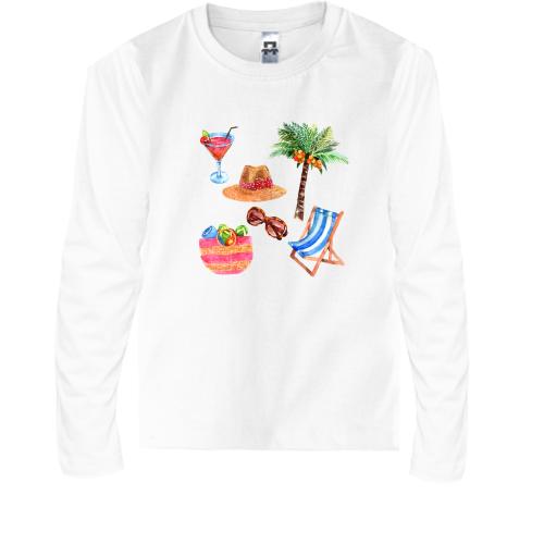 Детская футболка с длинным рукавом c предметами пляжного отдыха