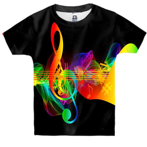 Детская 3D футболка музыкальная радуга
