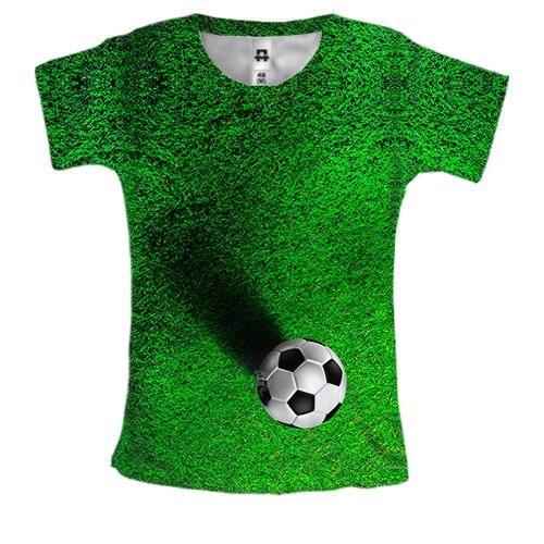 Женская 3D футболка Мяч на поле