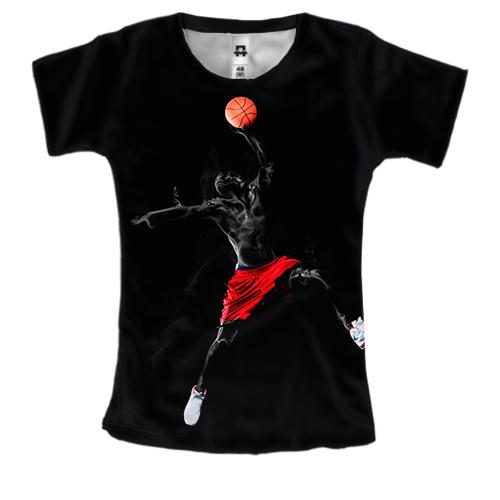 Женская 3D футболка с баскетболистом
