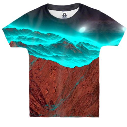 Детская 3D футболка с горным пейзажем