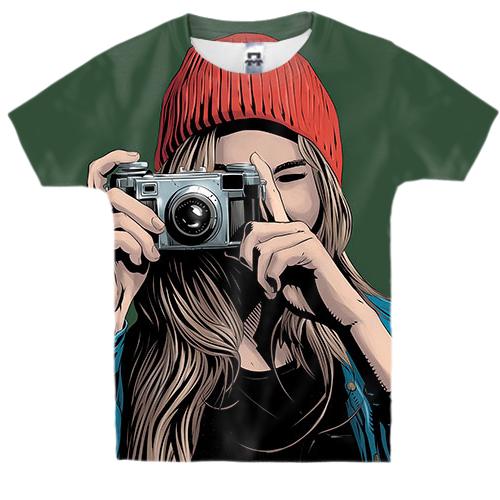 Детская 3D футболка с девушкой фотографом