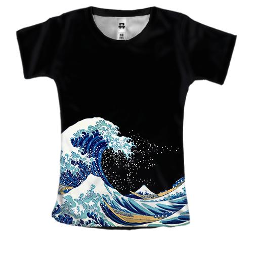 Женская 3D футболка с волнами