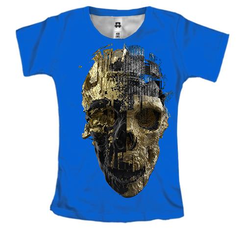 Женская 3D футболка Золотой череп