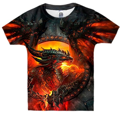 Детская 3D футболка с огнедышащим драконом