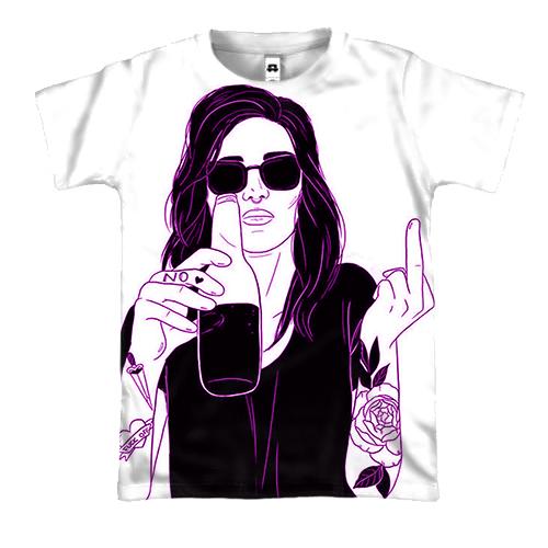 3D футболка с панк девушкой