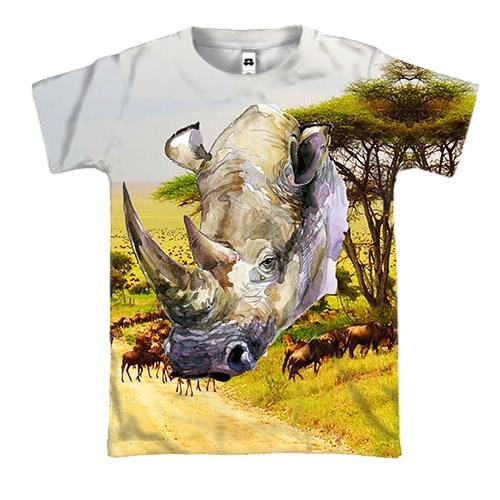 3D футболка с носорогом