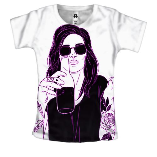 Женская 3D футболка с панк девушкой